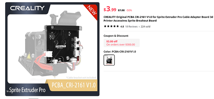 Screenshot 2024-02-27 at 08-46-14 3.99US $ 50_ OFF CREALITY Original PCBA CRI 2161 V1.0 for Sprite Extruder Pro Cable Adapter Board 3d Printer Accesoires Sprite Breakout Board - AliExpress